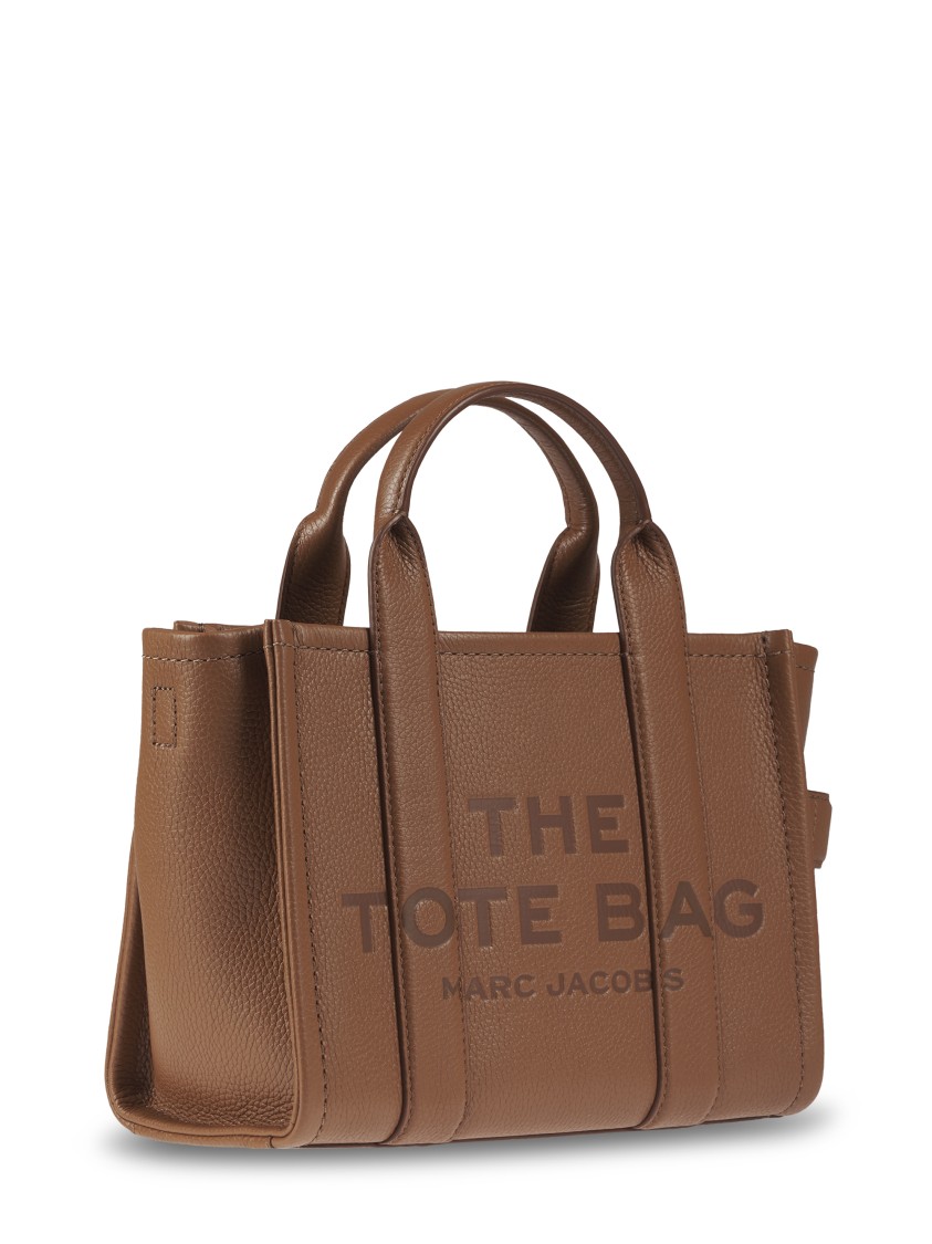 Marc Jacobs Structured Pebbled Leather Tote With Bold Logo In Brown