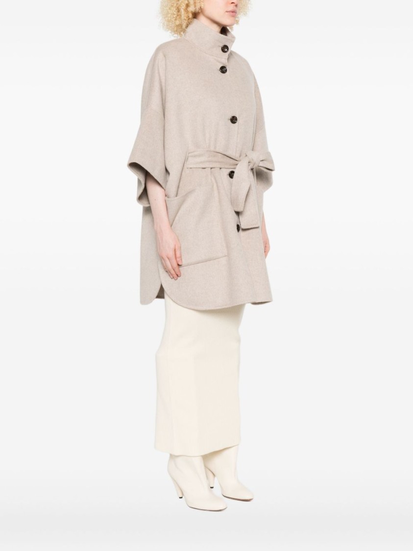 Liu •jo Liu Jo Relaxed Beige Coat With Button Fastening And Patch Pockets In Neutral