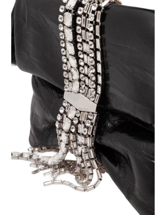 Jimmy Choo Zandra Clutch Bag In Black Metallic Leather | THE