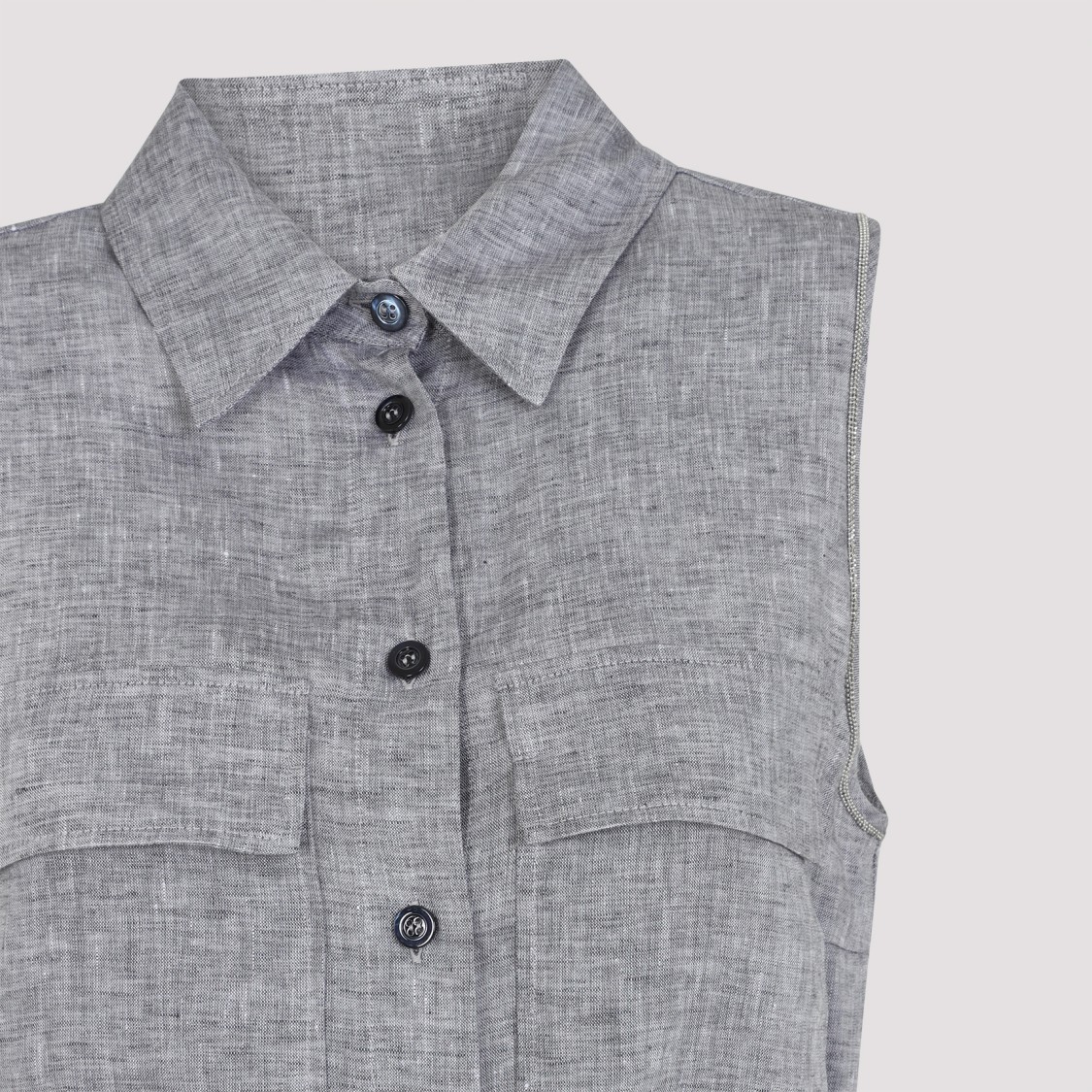 Shop Peserico Blue Linen Jumpsuit In Grey