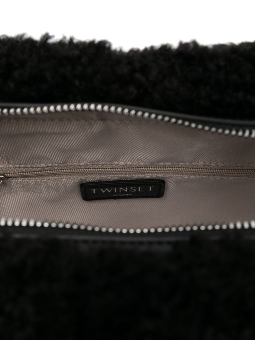 Twinset Twin-set Textured Black Handbag In Black