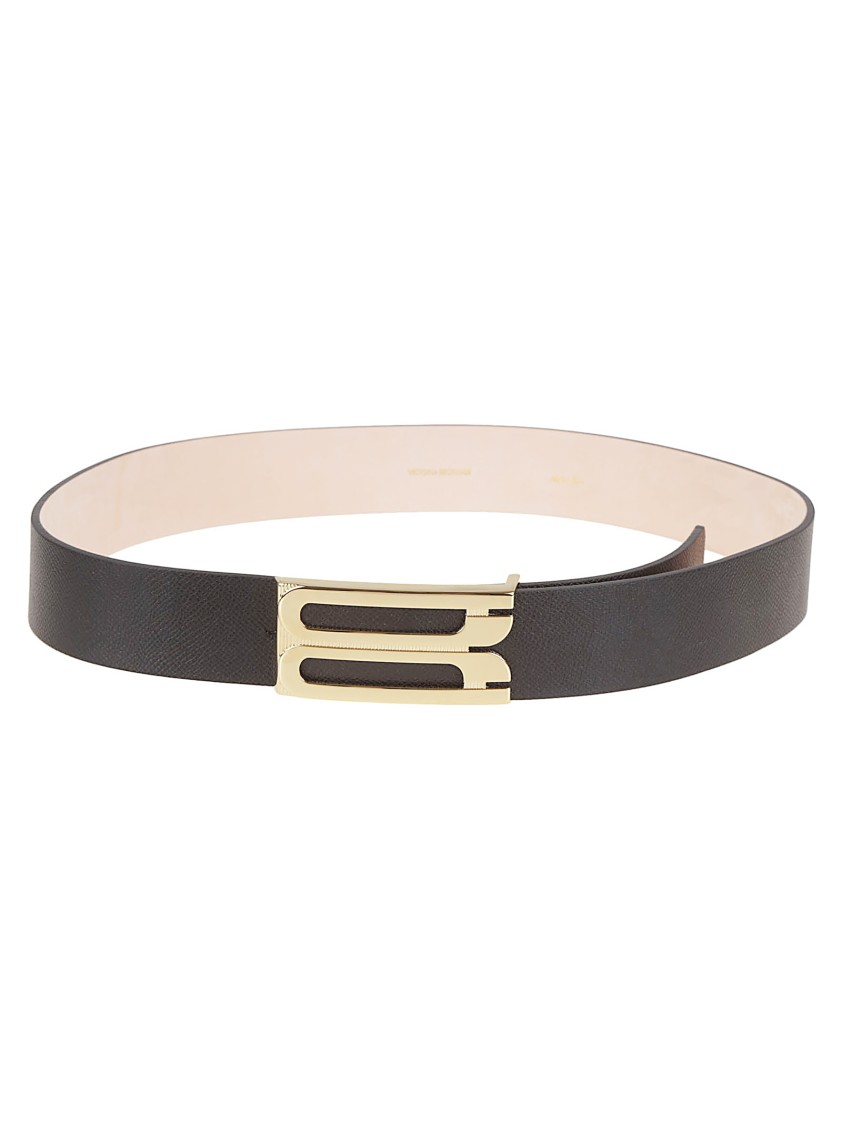 Victoria Beckham Textured Black Calf Leather Belt In Multi