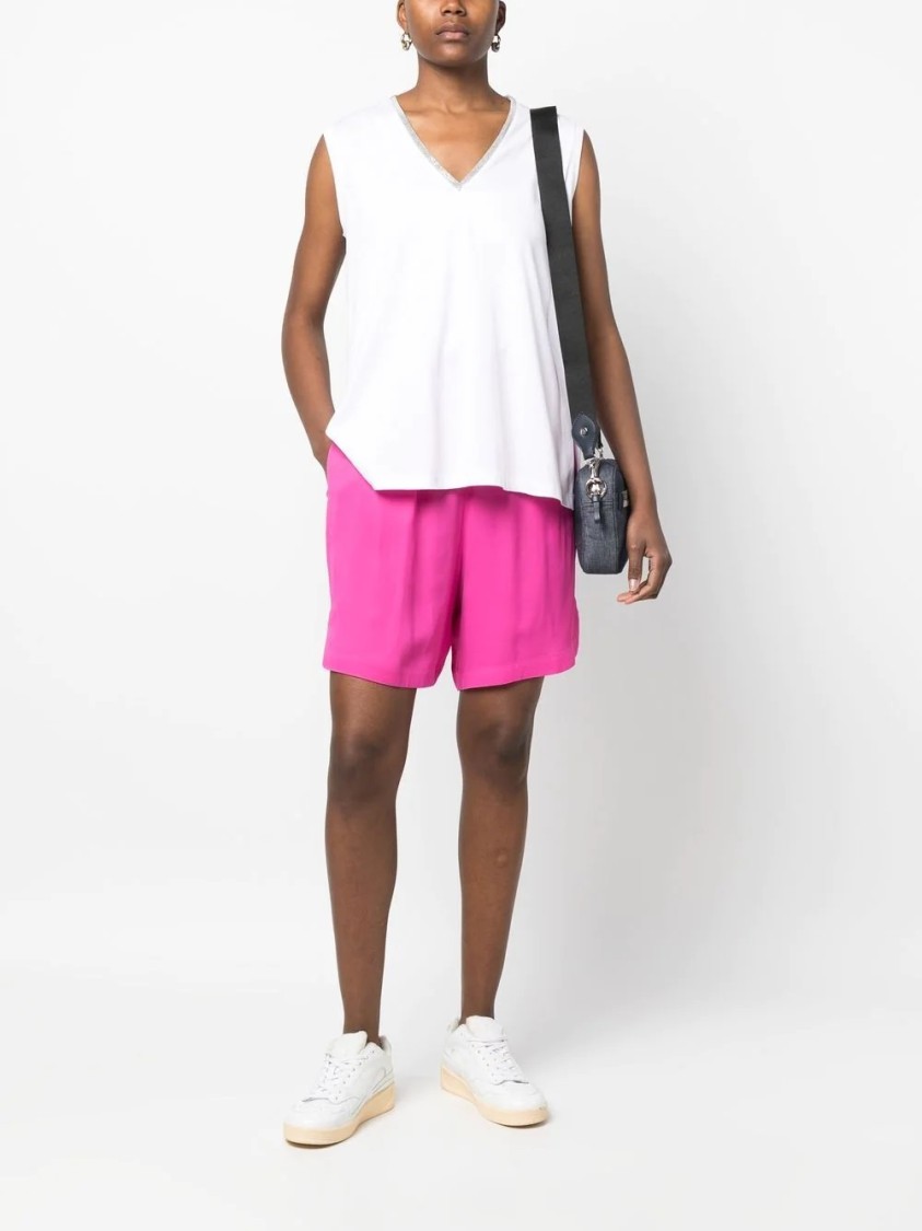 Fabiana Filippi Chic Cotton Jersey T-shirt With Elegant V-neck And Subtle Detailing In White