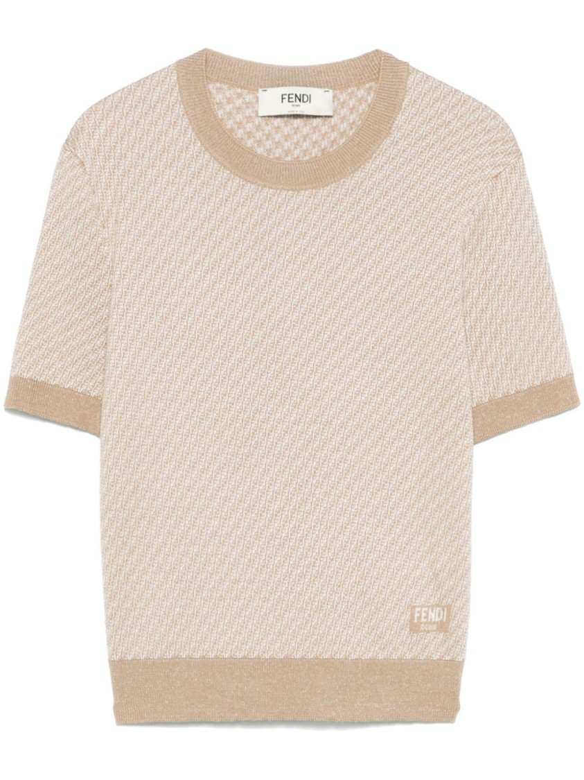 Tシャツ・カットソー Fendi Ribbed Knit T-Shirt With Jacquard Logo Motif Fendi Ribbed Knit T-Shirt With Jacquard Logo Motif | THE LIST
