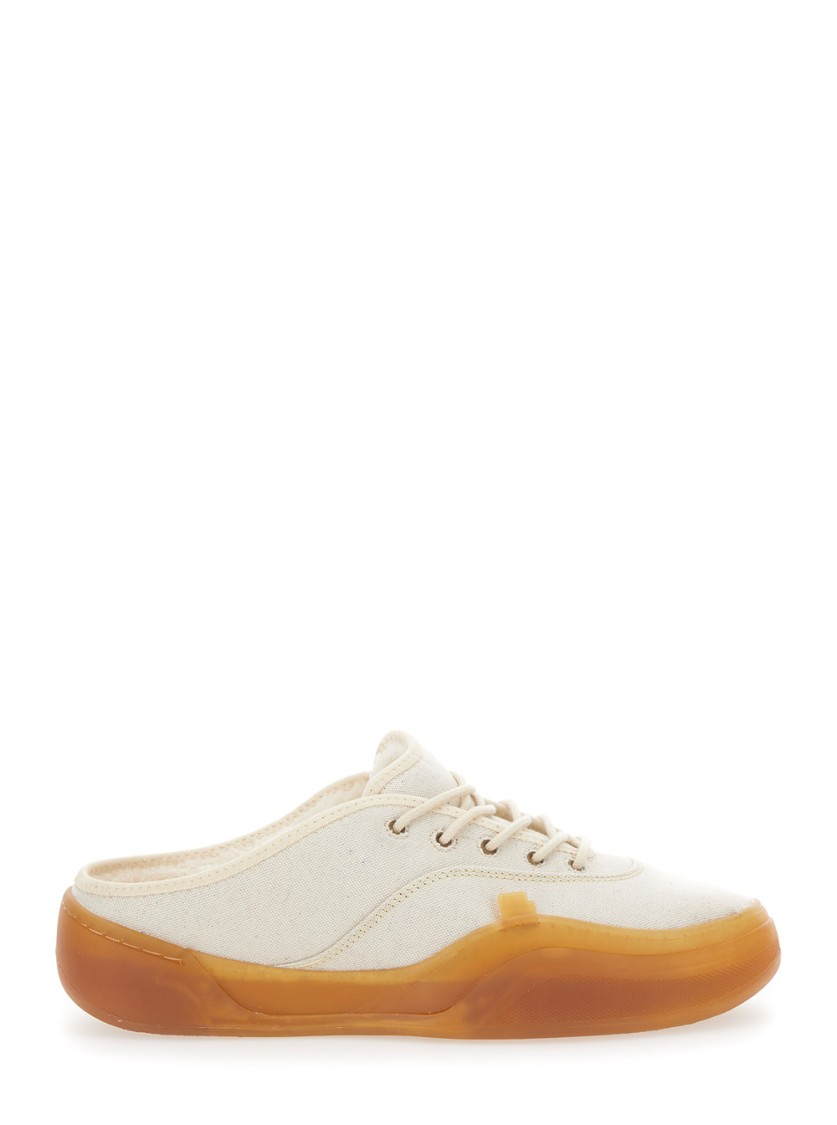 Erl 'low Skate Mule' White Low Top Sneakers With Contrasting Sole In White