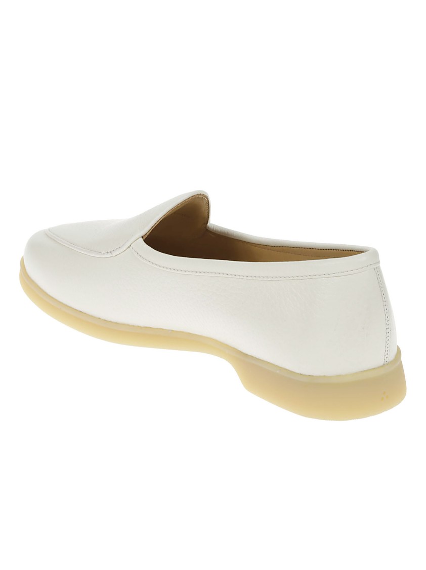 Baudoin & Lange White Deer Skin Moccasins With Slip-on Design