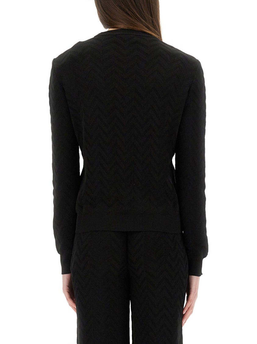 Shop Missoni Chevron Pattern Sweater In Black