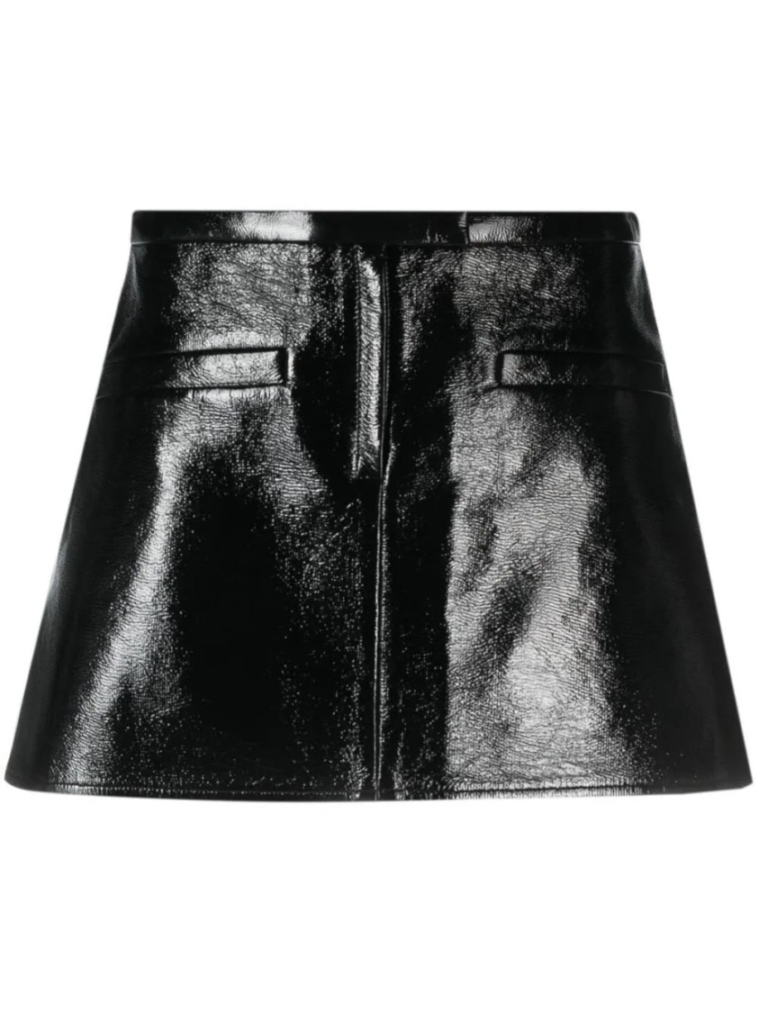 Courrèges Double Slits Vinyl Mini Skirt In Black