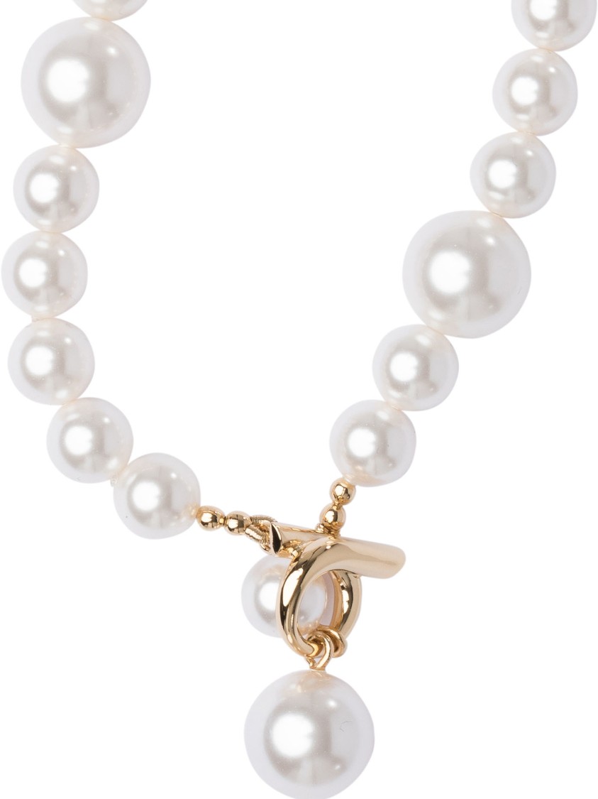 Ferragamo Pearl And Gold-tone Hardware Necklace In Metallic