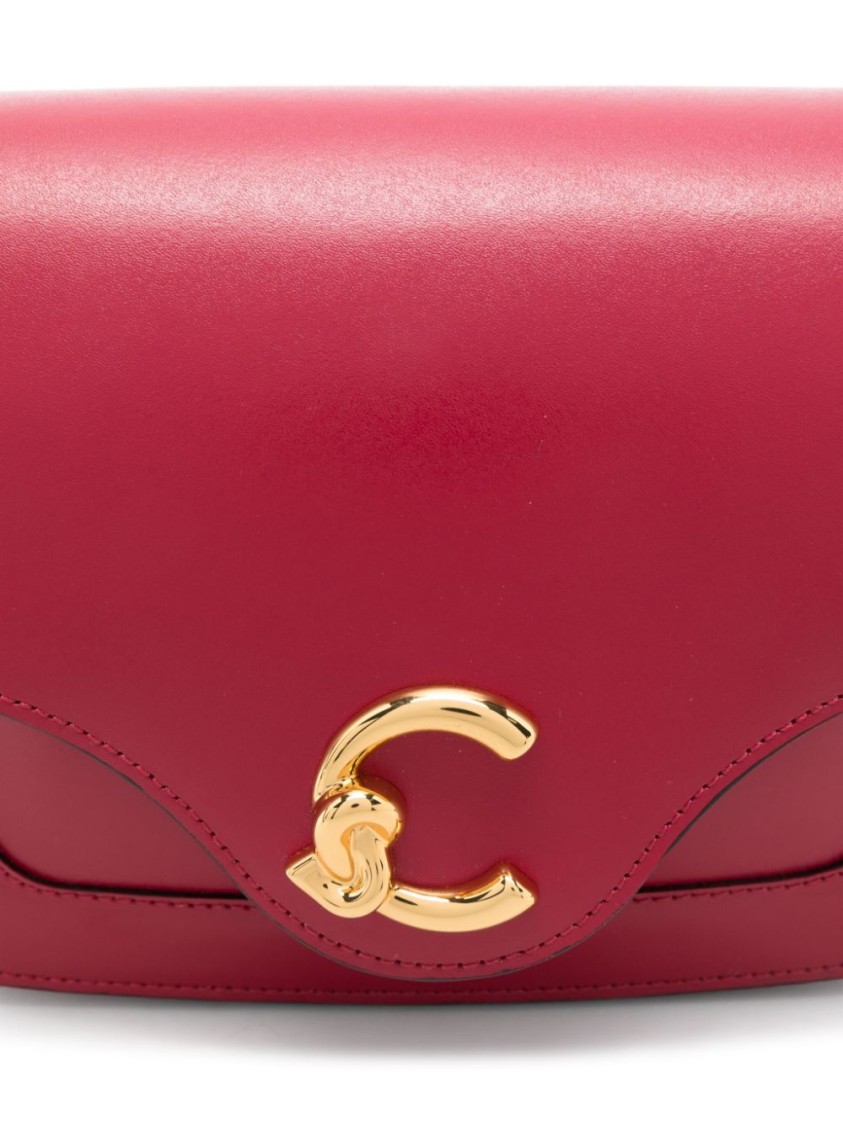 Shop Coccinelle Red Leather Shoulder Bag With Logo Accent