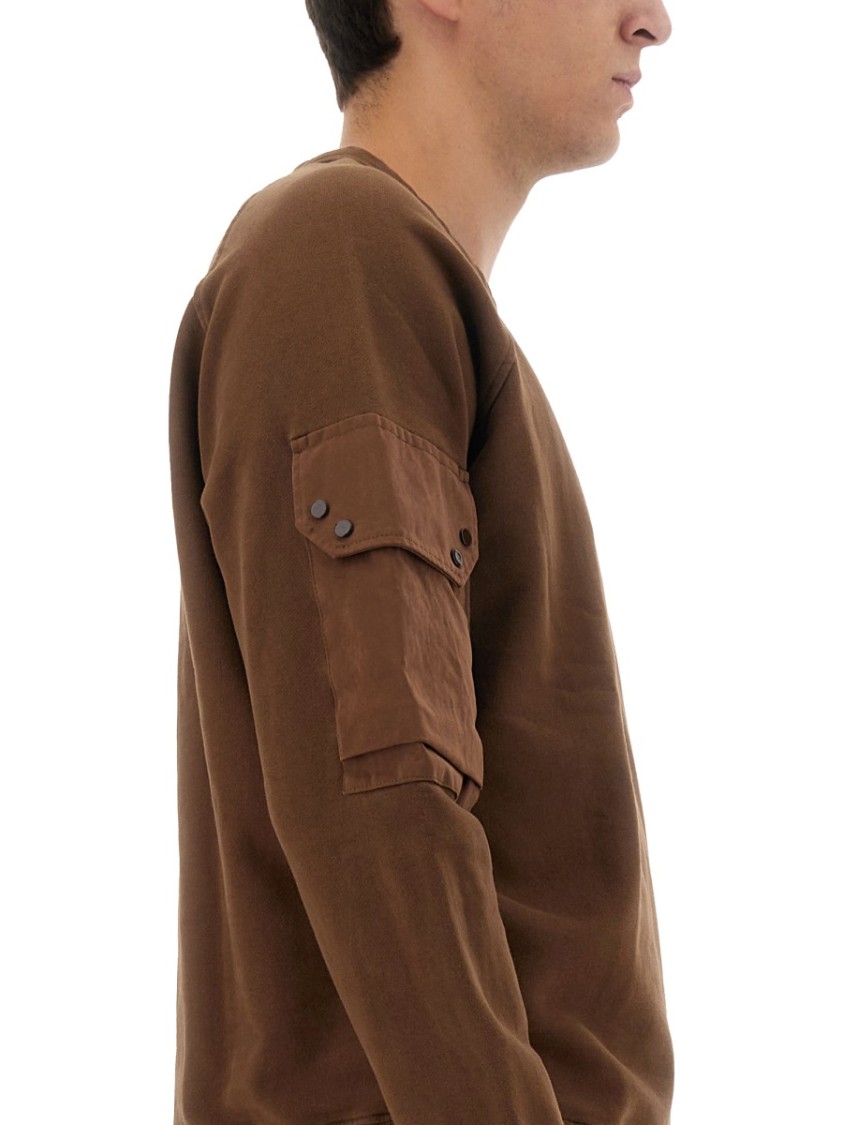 Ten C Logo Crew Neck Sweater In Brown