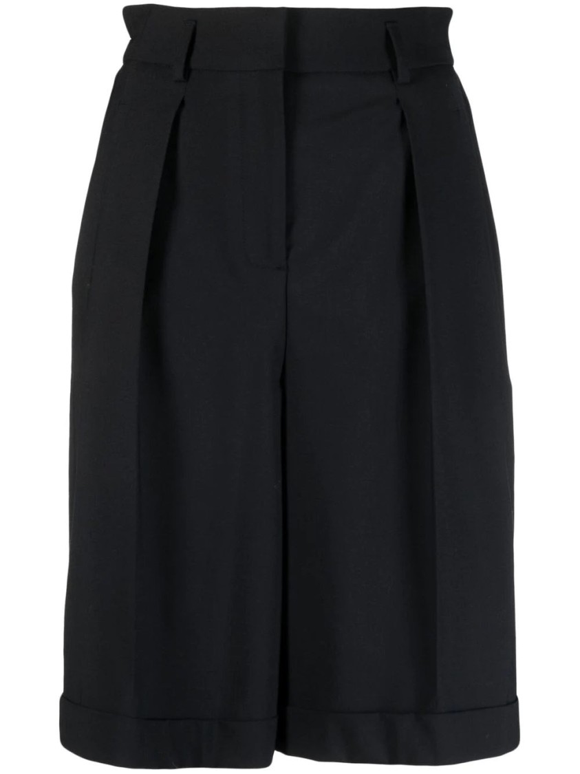 Lorena Antoniazzi Tailored High-waisted Bermuda Shorts With Pleated Front In Black