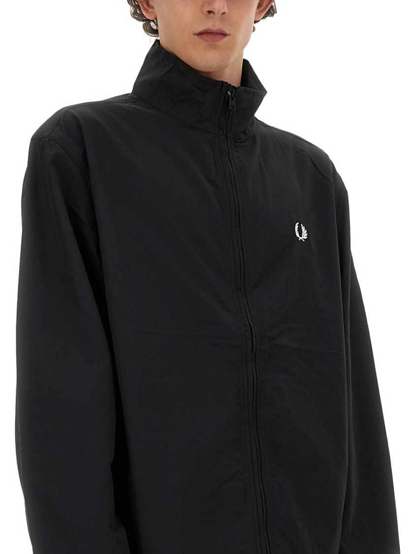 Fred Perry Relaxed-fit Jacket With High Collar And Full Zip Closure In Black
