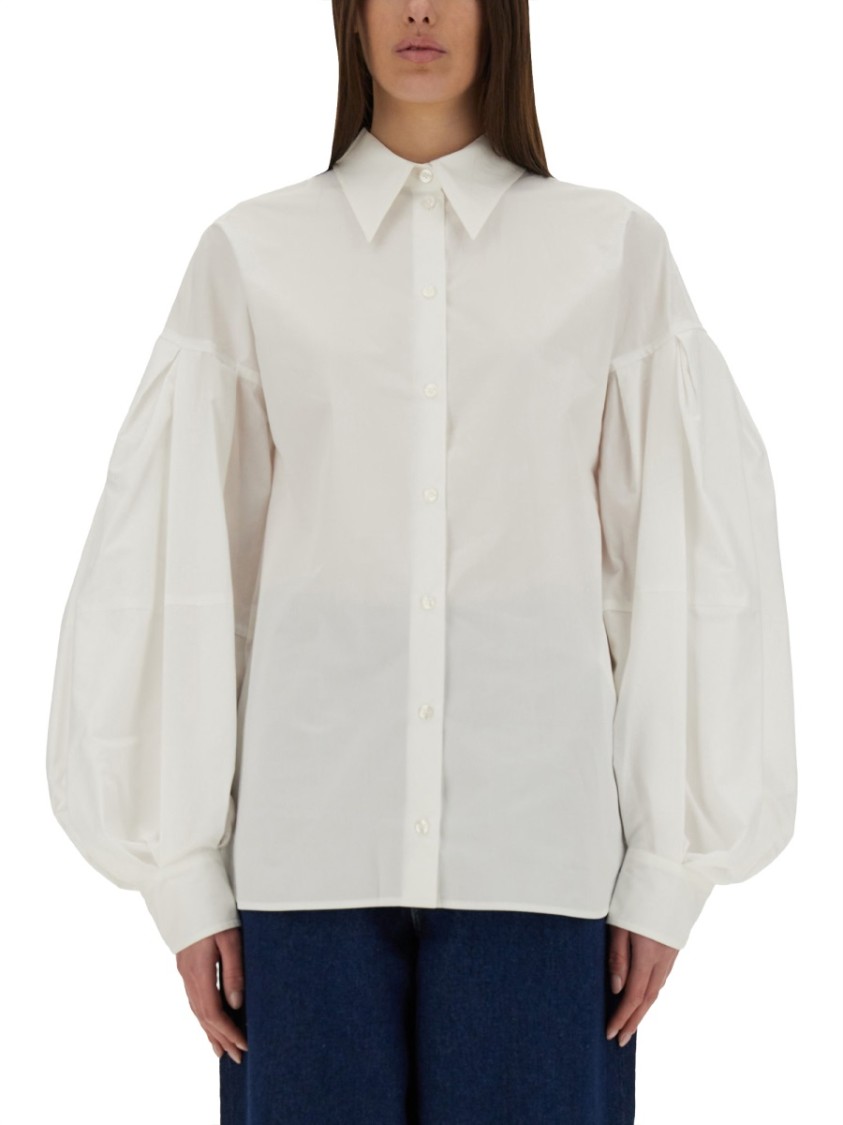 Nina Ricci Collared Shirt Puff Sleeves In White