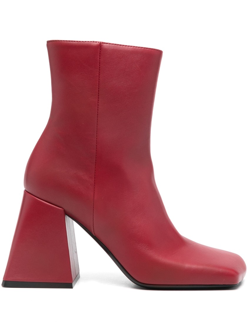Vic Matie Vic Matié Red Ankle Boots With Mid Block Heel