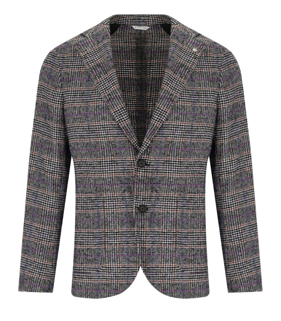 Manuel Ritz Grey Prince Of Wales Single Breasted Jacket In Gray