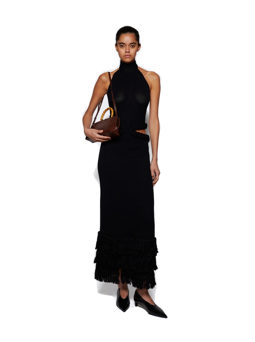 Johanna Ortiz The Unknown Midi Dress Black In Black