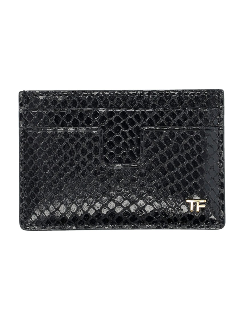 Tom Ford T-line Leather Cardholder In Black