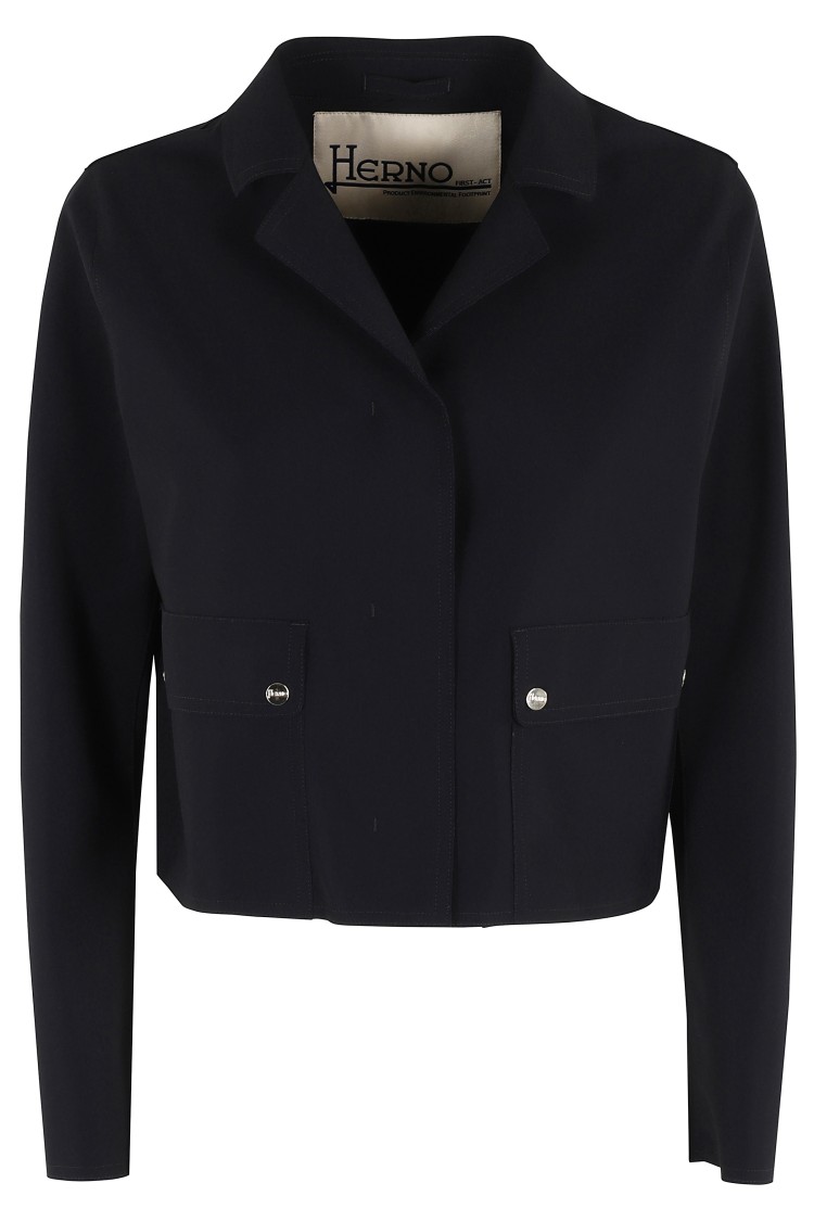 Herno Press-stud Cropped Jacket In Black