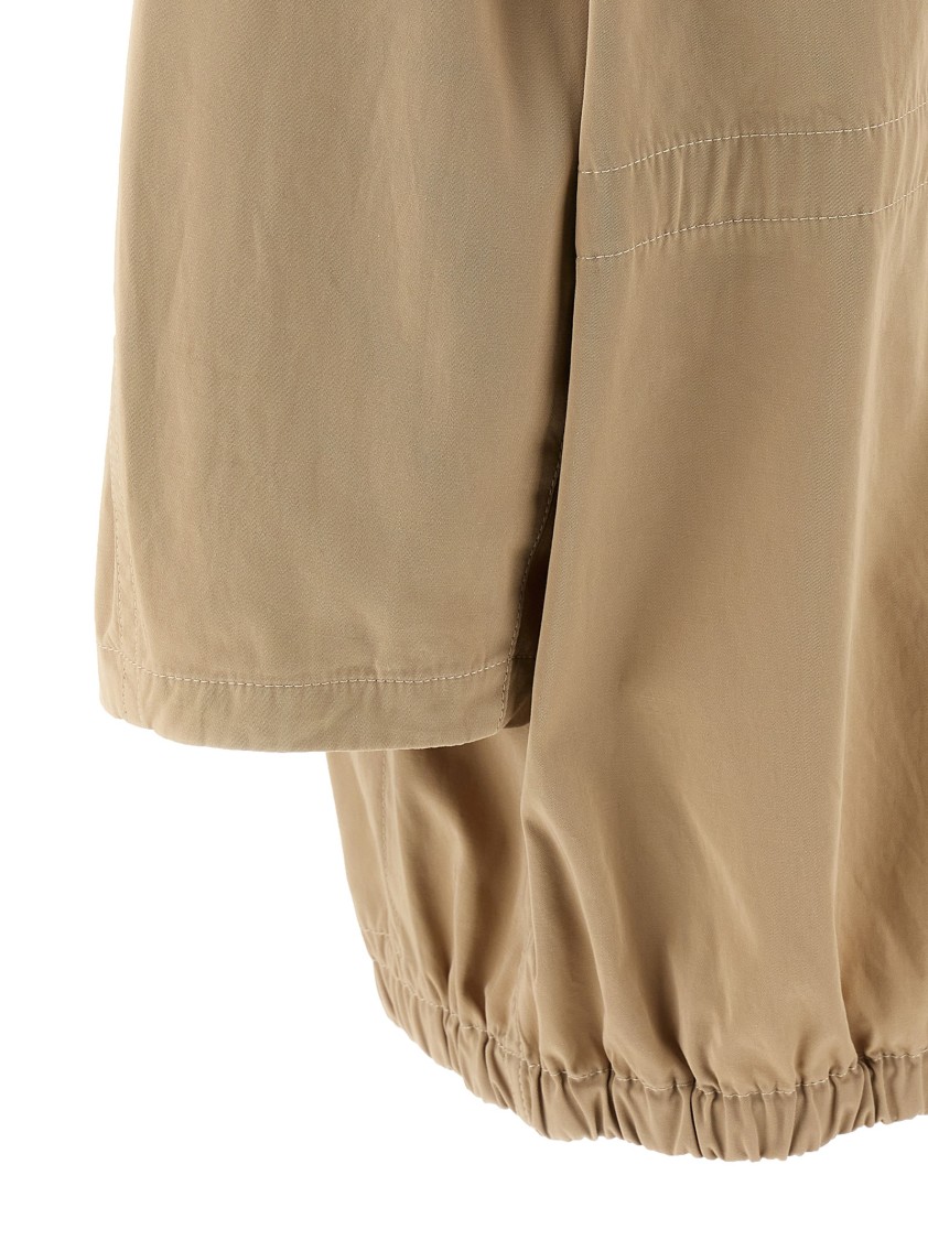 Lemaire Oversized Cotton Parka With Drawstring Crewneck In Neutral