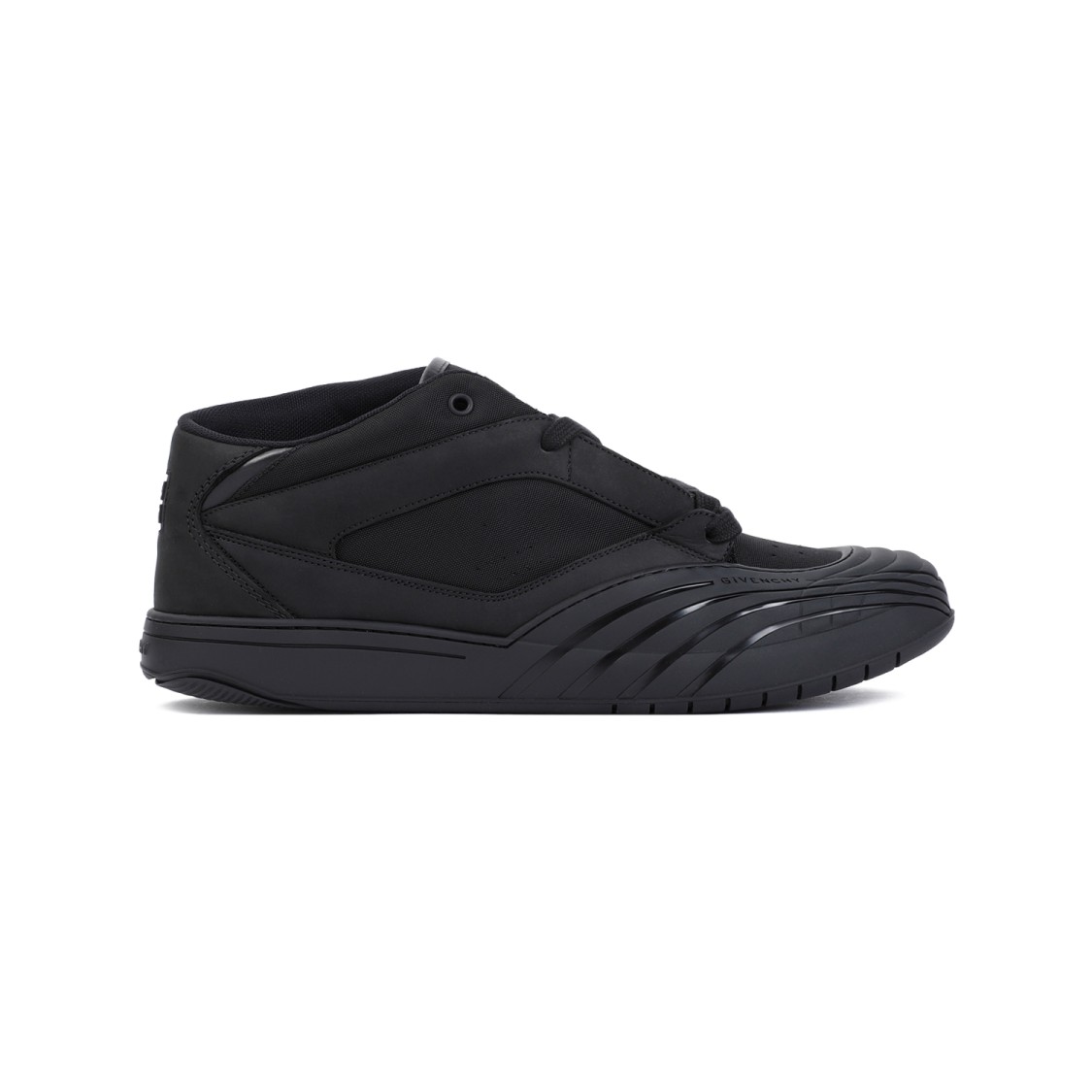Givenchy Black Calf Leather New Line Men Shoes Mid-Top Sneakers