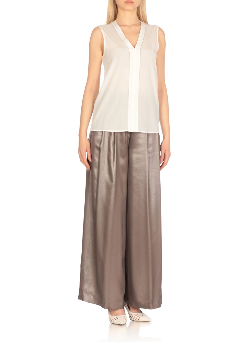 Shop Peserico White Silk Top