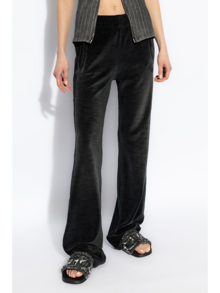 Diesel P-olaris Front Coated Pinstripe Pants In Black