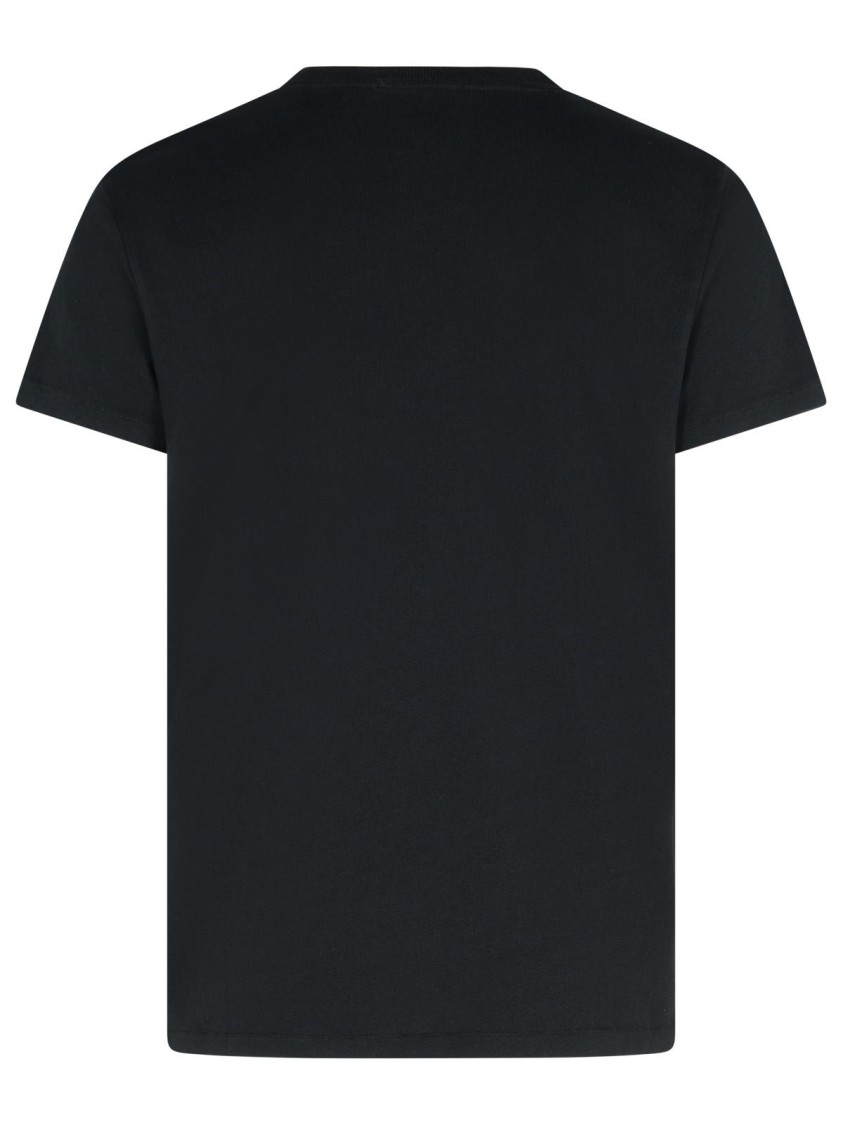 Tom Ford Black Basic Crewneck T-shirt With Tonal Stitching In Cotton Blend Man