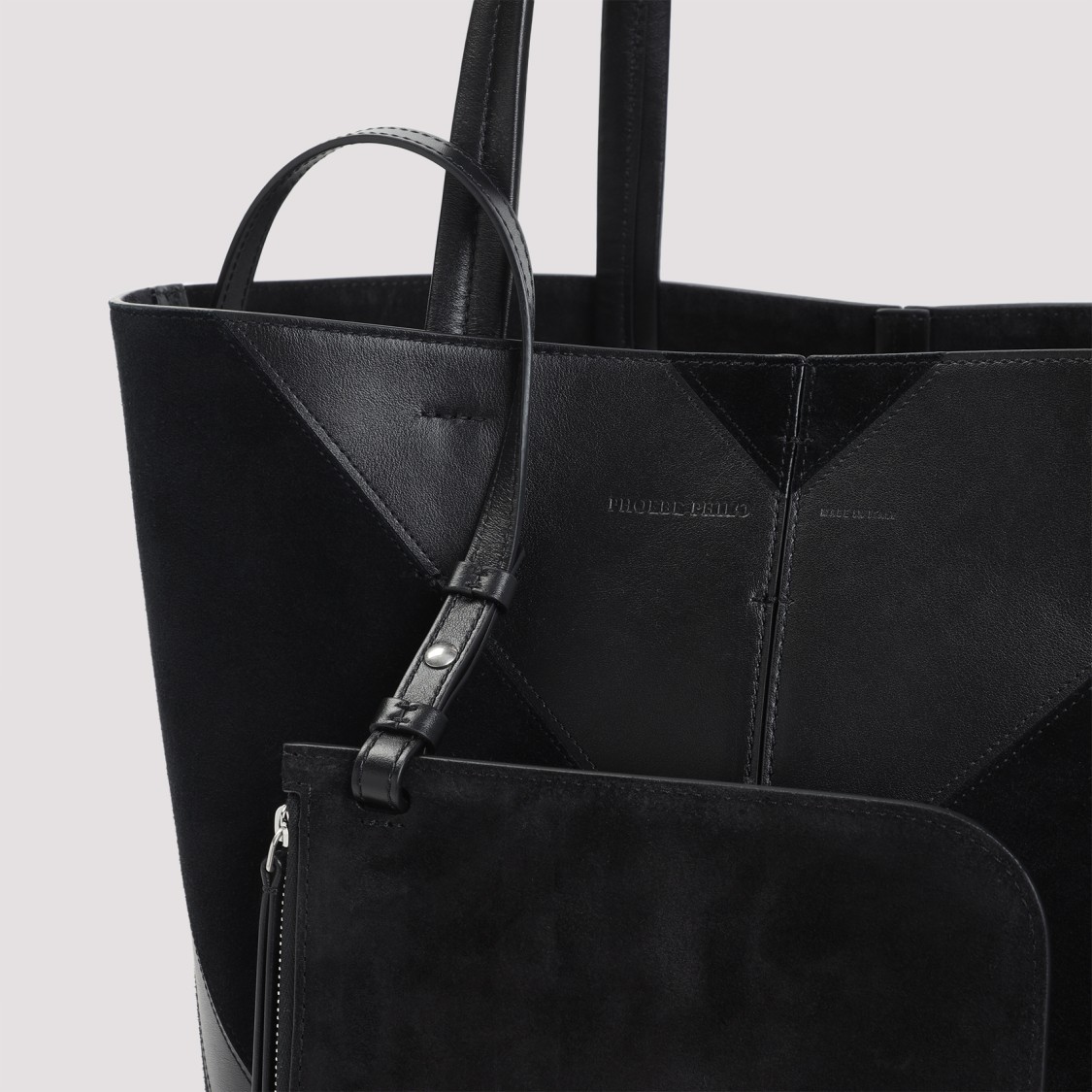 Phoebe Philo Pot Cabas Black Calf Leather Tote Bag In Black