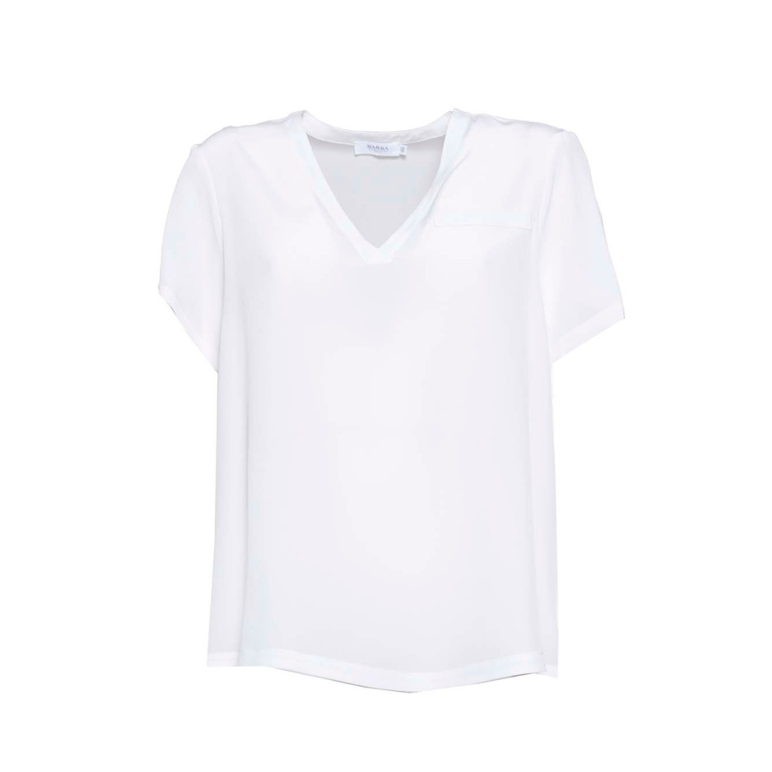BARBA NAPOLI BARBA WHITE SILK V-NECK BLOUSE 