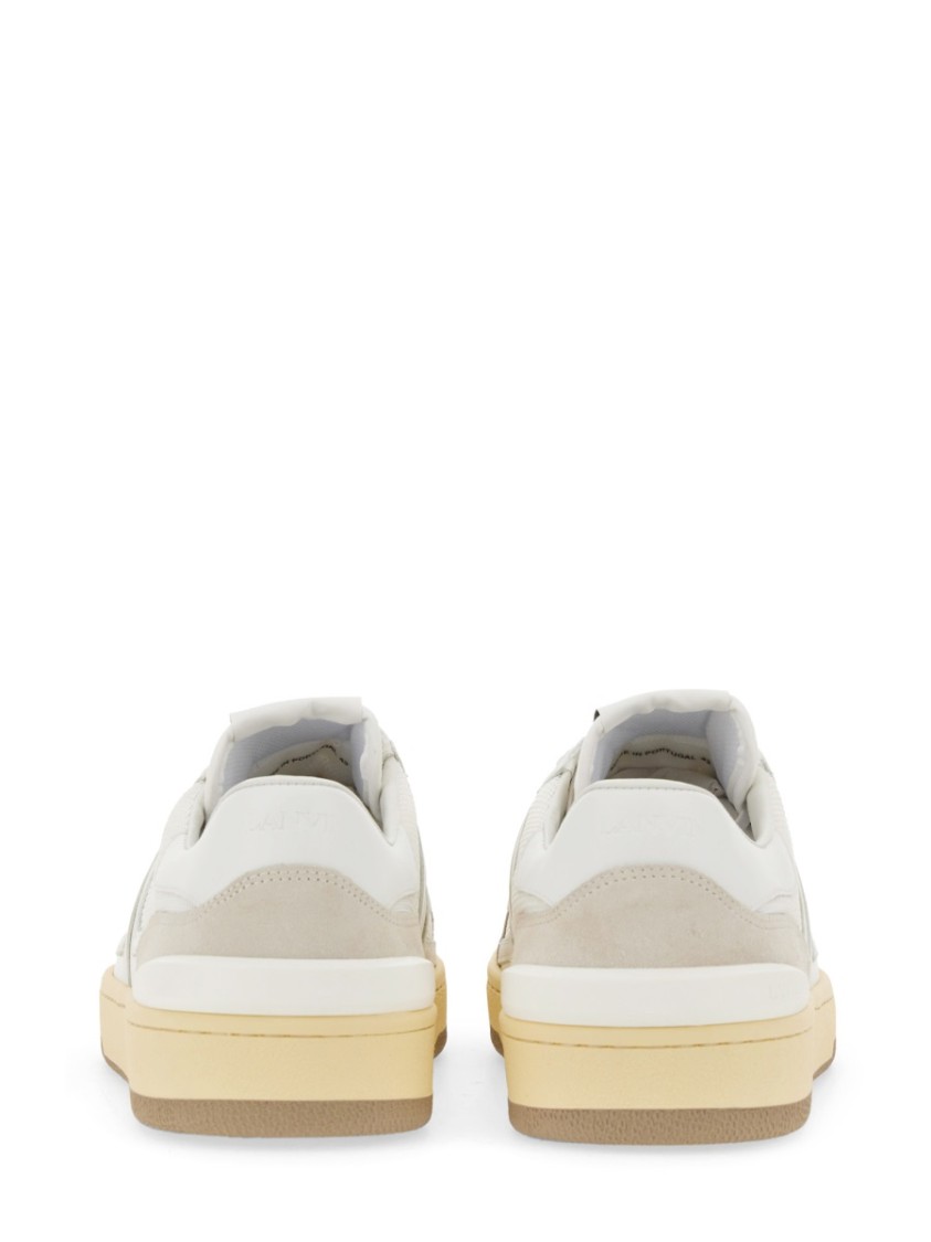 Lanvin Mesh And Leather Clay Sneakers With In White