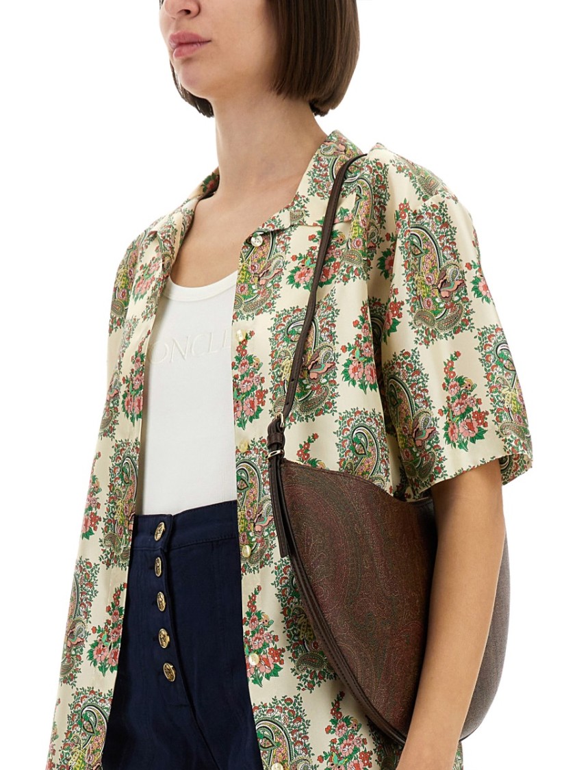Etro Silk Shirt With Paisley Print And Collar In Multicolor
