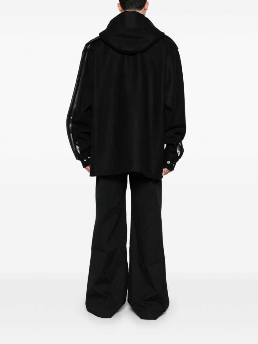 Rick Owens Drawstring Hem Wool Coat In Black