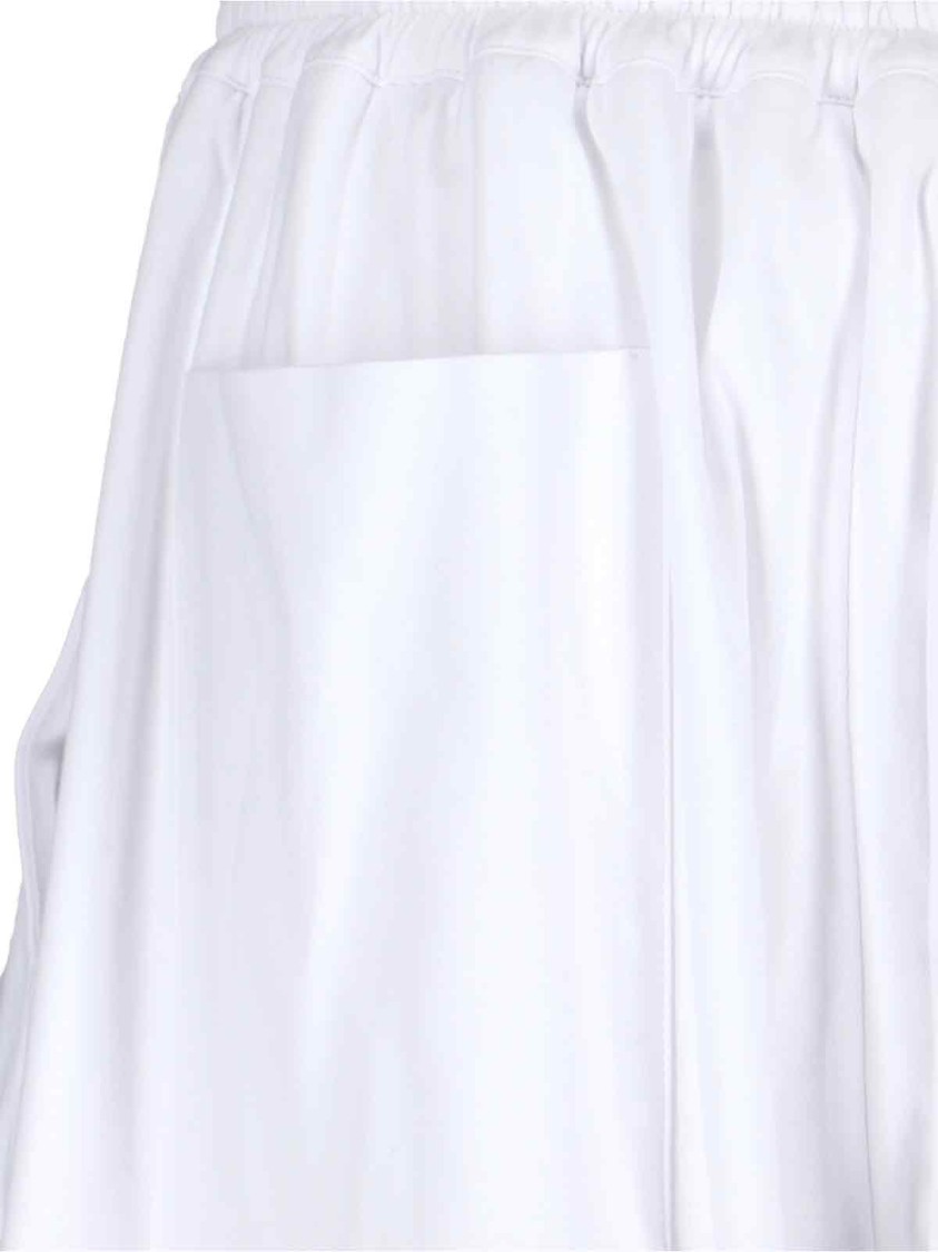 Duran Lantik High-waisted White Cotton Trousers With Draped Details