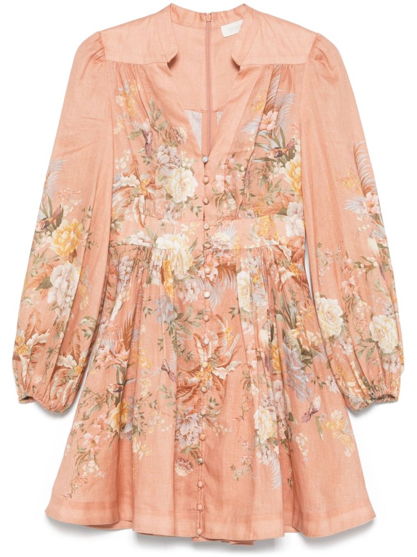 Shop Zimmermann Peach Pink Tallow Plunge Mini Dress