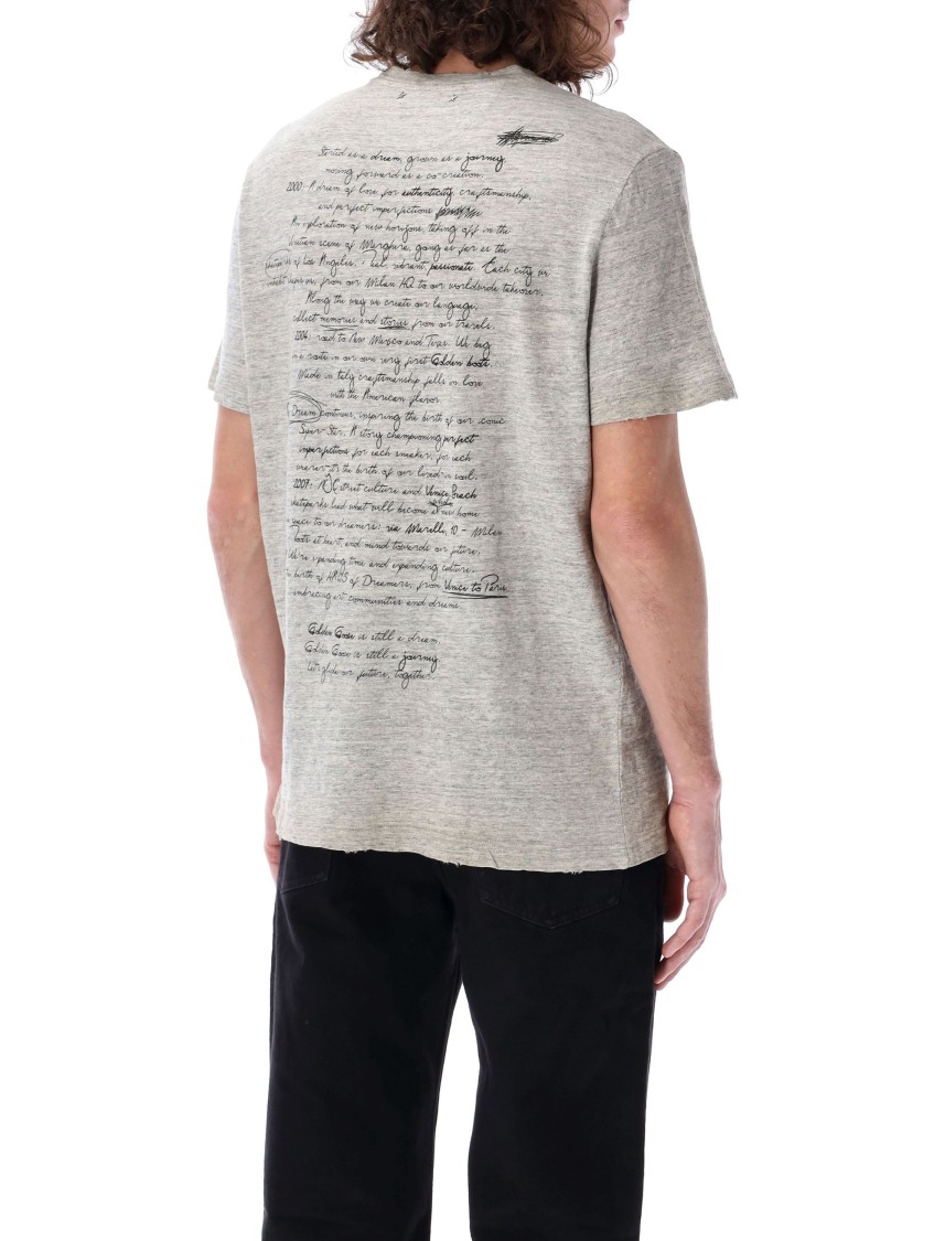 Shop Golden Goose Relaxed-fit Printed T-shirt With Handwritten Design In Grey