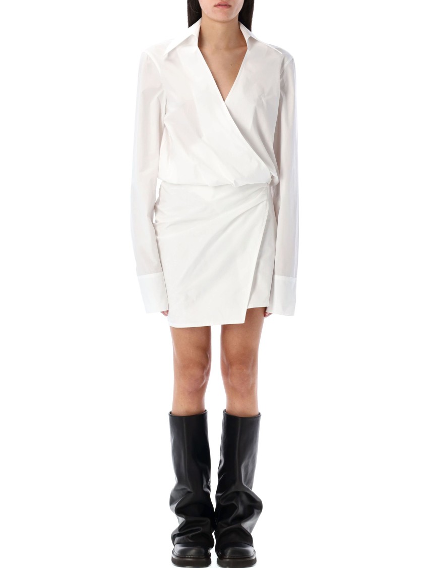 The Attico Striped Mini Shirt Dress in White | THE LIST