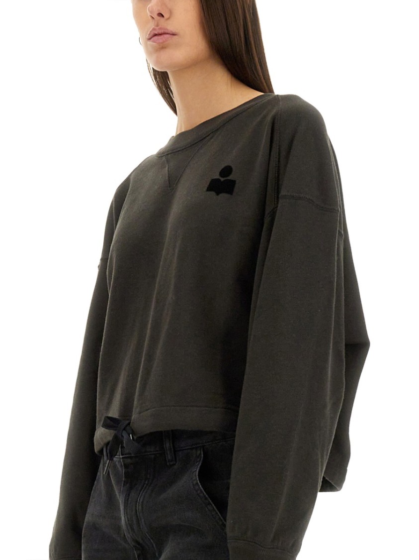 Isabel Marant Étoile Marant Etoile Margo Logo Cotton Crewneck Sweatshirt In Black