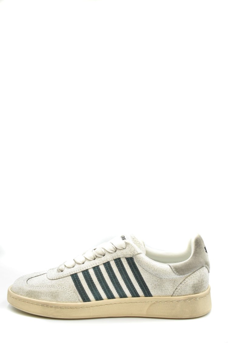 Dsquared2 Multicolor Leather Sneakers With Contrasting Stripes In White
