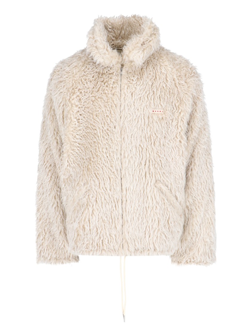 Marni Faux Shearling Hooded Jacket – Cream In Neutrals