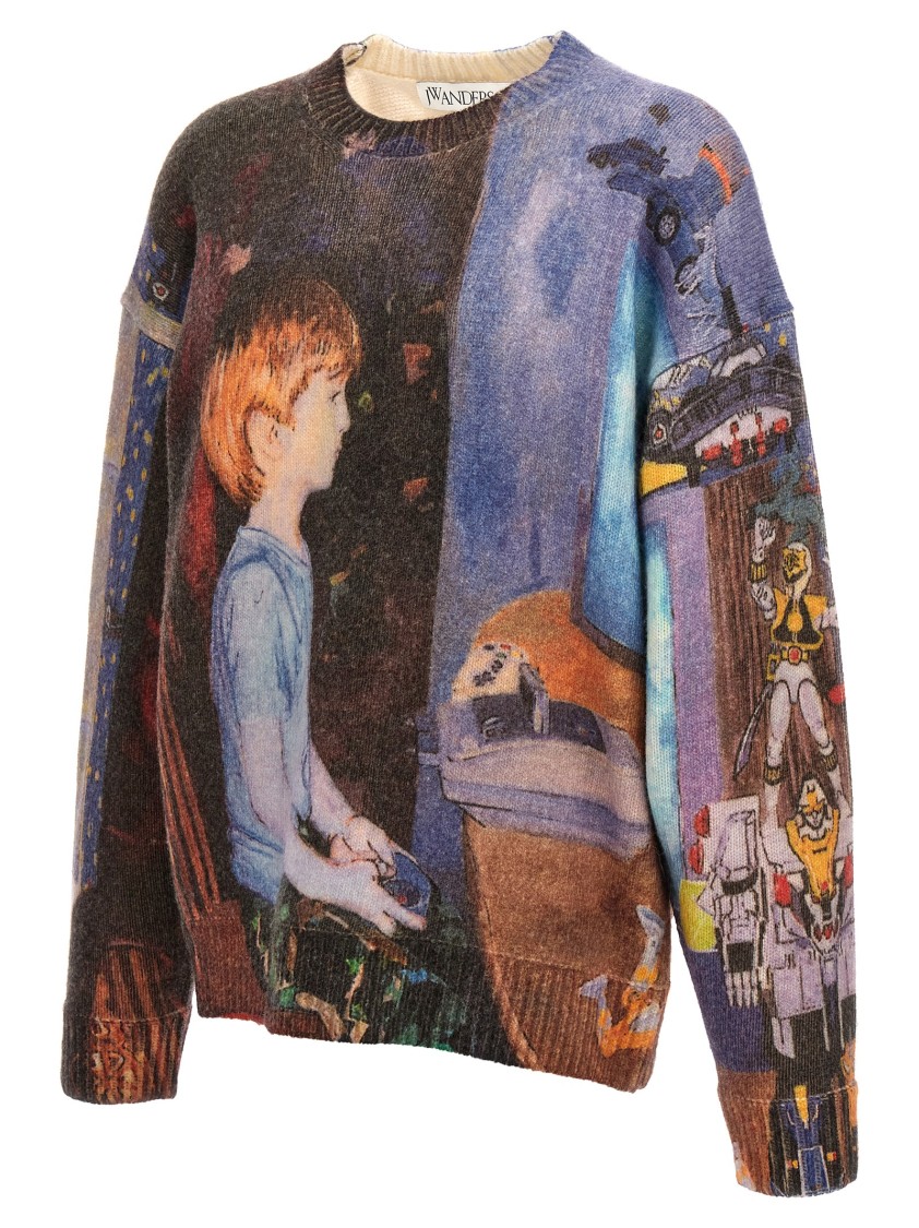 Jw Anderson Multicolor Computer Print Sweater In Brown