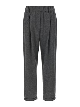 Brunello Cucinelli Grey Wool And Cashmere Blend Trousers