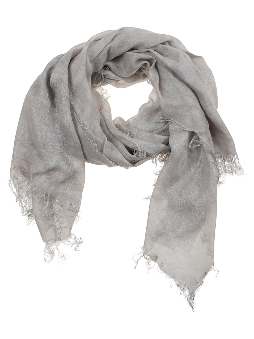 Peserico Modal And Virgin Wool Stole With Delicate Fringe In Grey