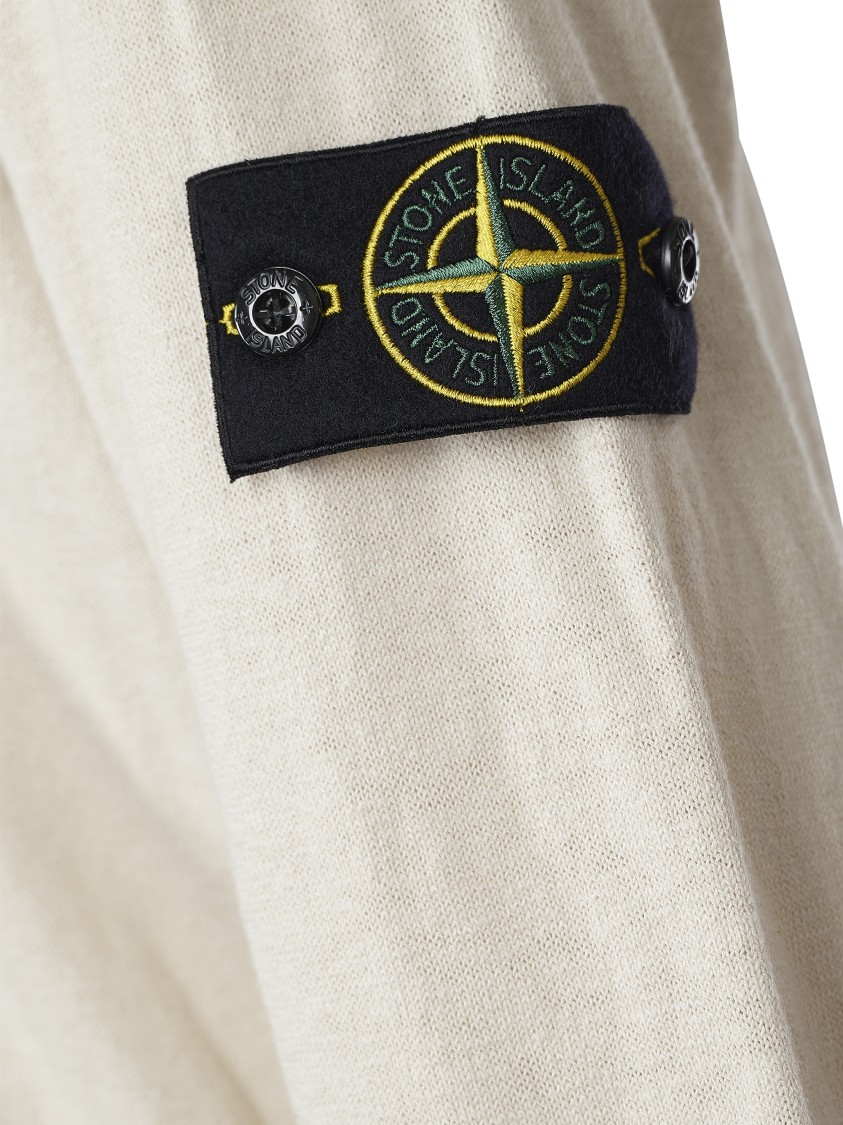 Stone Island Textured Knit Sweater With Crew Neckline In White