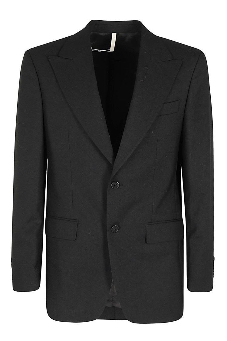 Sunflower Structured Black Wool Blazer With Lapels In Black