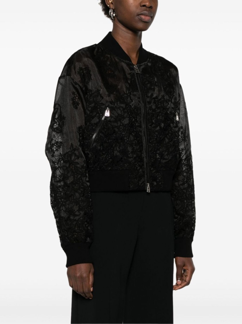Ermanno Scervino Cropped Black Bomber Jacket In Black