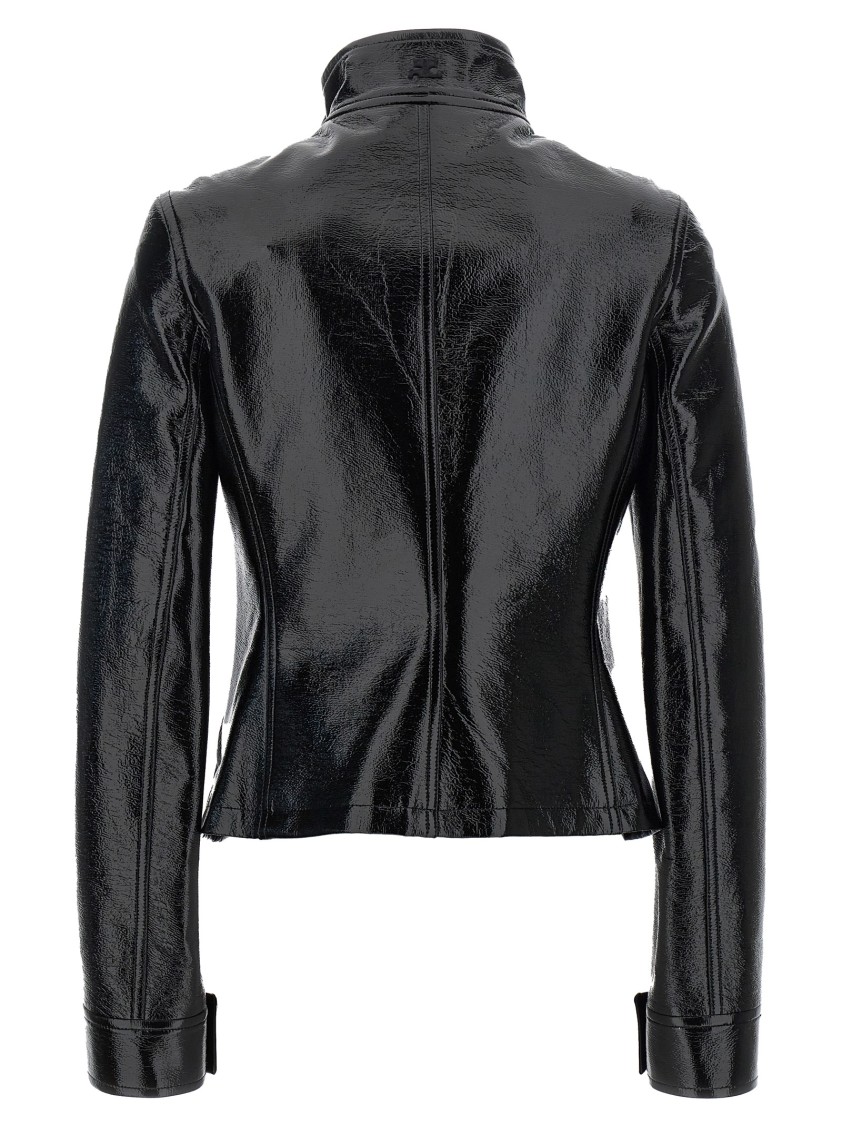 Courrèges Motorcycle Vinyl' Jacket In Black