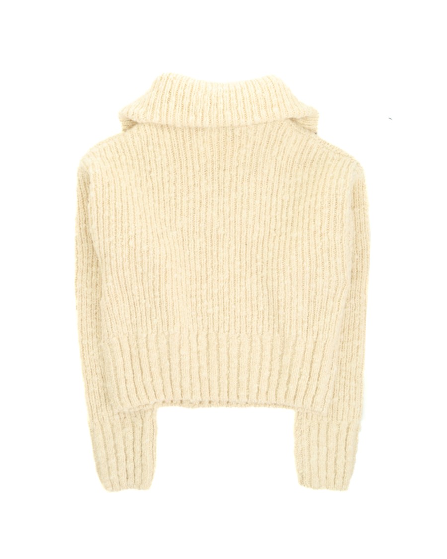 Ami Alexandre Mattiussi Ribbed Knit Sweater With Stand Collar