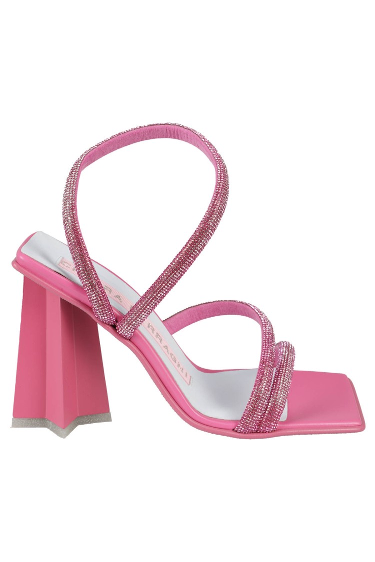 Shop Chiara Ferragni Pink Leather Glitter Sandals