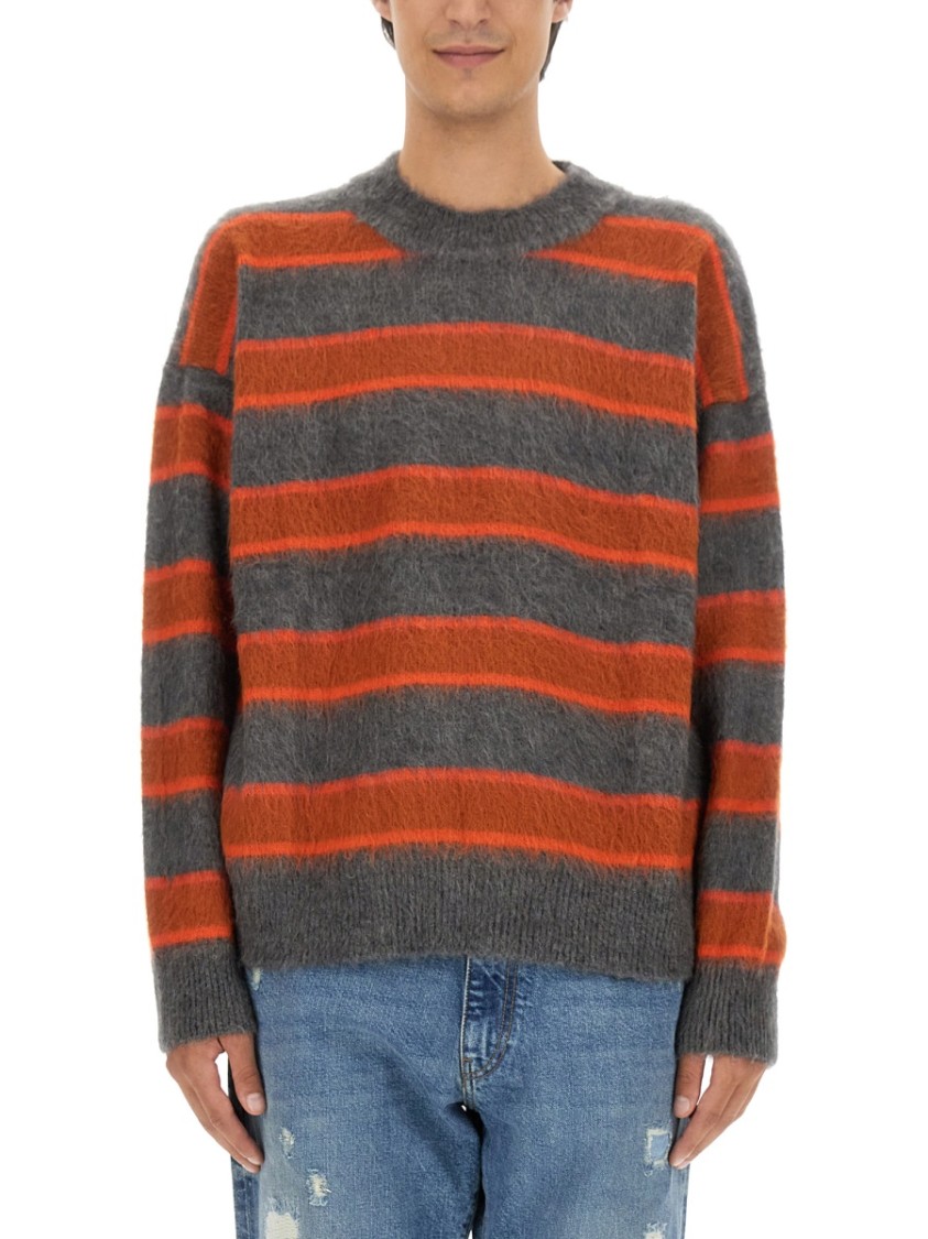 Amish Multicolor Striped Mohair Wool Blend Pullover